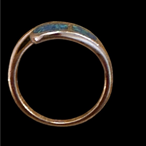 Blue Opal and Sterling Silver Ring — Size 8 - Picture 5 of 8